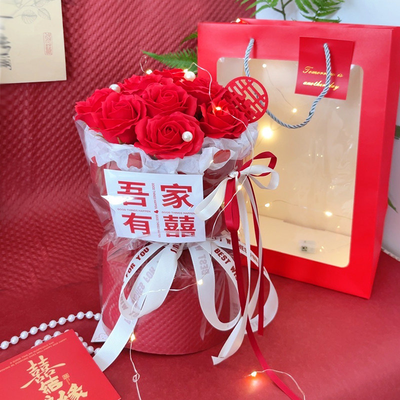 结婚新娘花束订婚领证手捧花玫瑰仿真永生花送女朋友女生爱人礼物