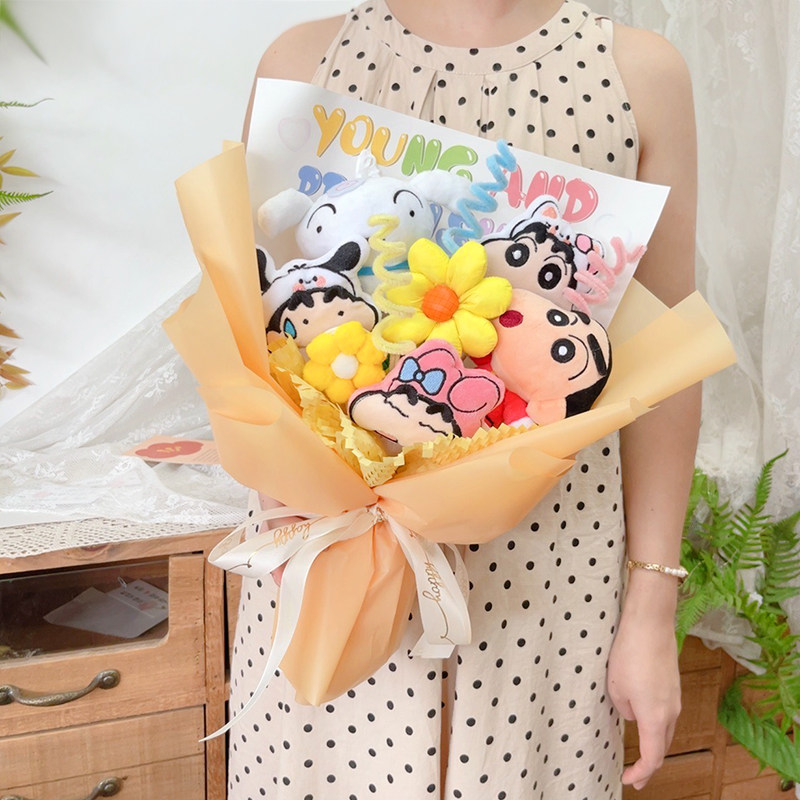 蜡笔小新玩偶卡通花束草莓熊娃娃公仔生日礼物送女生女朋友女神节