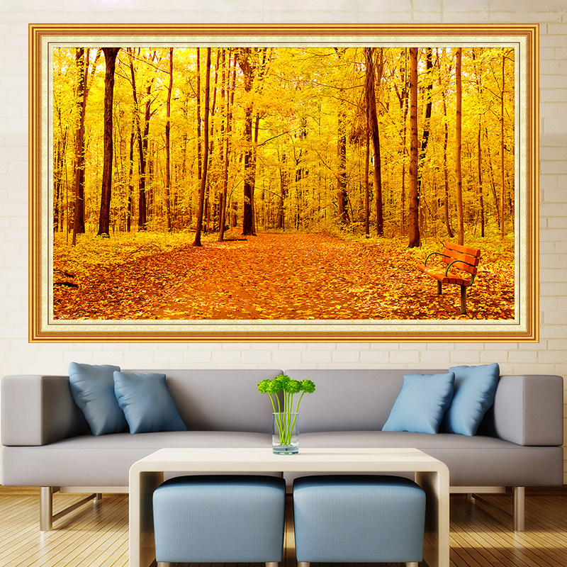 黄金满地山水画贴纸新中式风景墙贴沙发电视背景墙自粘客厅装饰画,淘宝优惠券,粉丝福利购,淘宝优惠卷