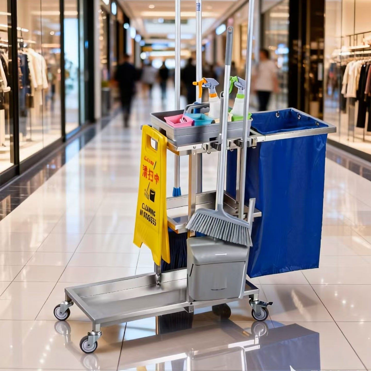 不锈钢保洁车酒店客房手推车多功能物业卫生专用清洁车工具车推车,淘宝优惠券,粉丝福利购,淘宝优惠卷