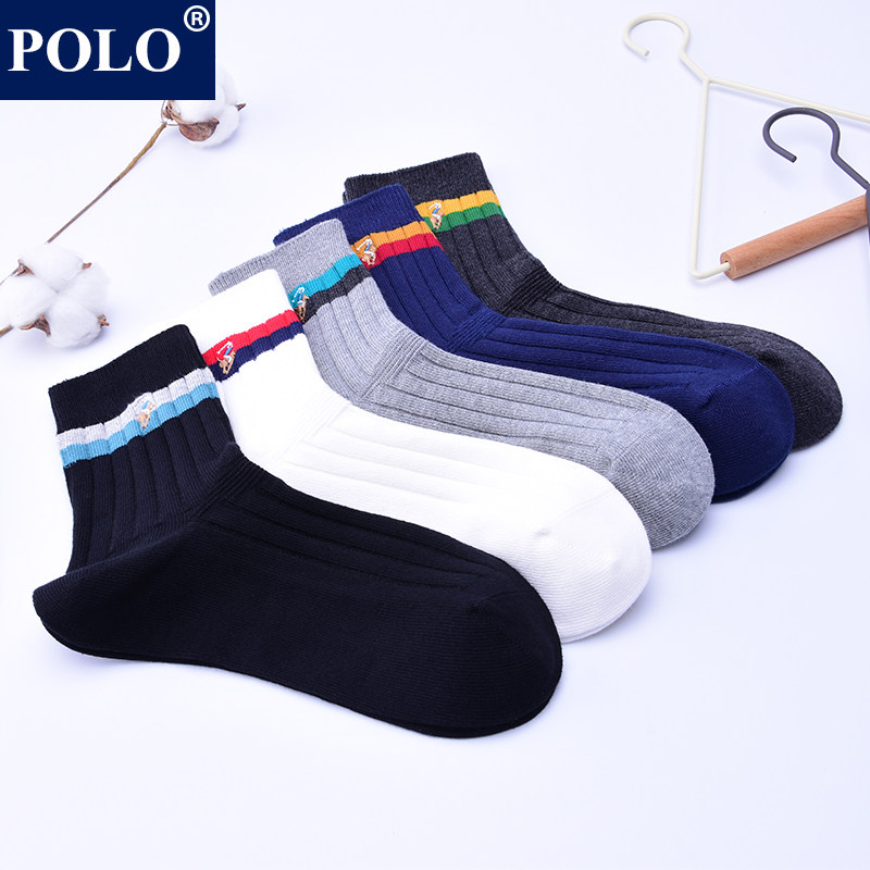 polo休闲学院风男士秋冬厚款中筒袜 品伦内衣短袜/打底袜/丝袜/美腿袜