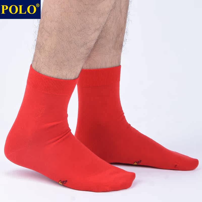 polo男本命年红色百搭秋冬无骨棉袜 品伦内衣短袜/打底袜/丝袜/美腿袜