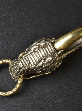 创意龙头白铜个性霸气弹簧钥匙扣