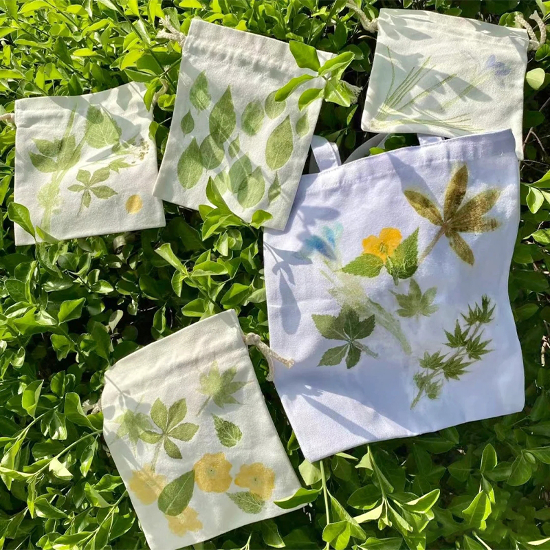 天然植物拓印材料包草木拓印蜡染明帆布包挂画敲拓染布明矾工具_虎窝淘