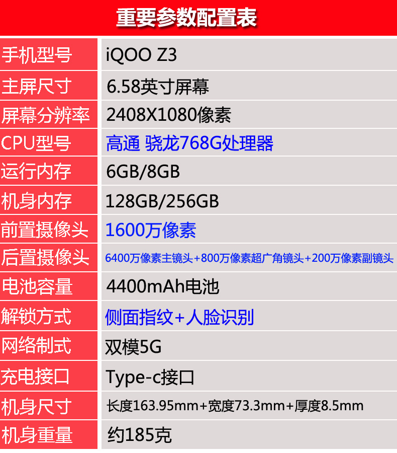 vivo iQoo Z3双模5G骁龙768G 120hz高刷屏 6400万像素智能手机-图0