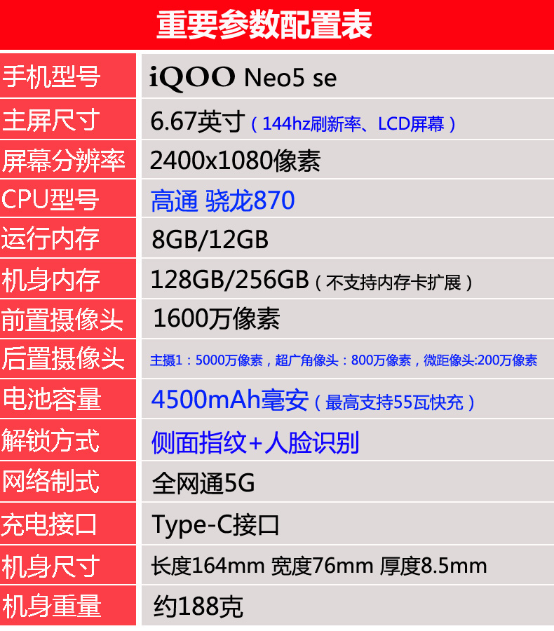 vivo iQOO Neo5 SE骁龙870旗舰5G电竞游戏144hz高刷屏智能手机-图0