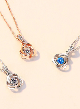 纯银韩版时尚款风镶钻幸运十字链