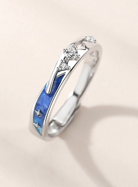 韩版小众ins原创设计风情侣戒指