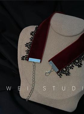 「禁欲系洛丽塔」手作按扣蕾丝宫廷风假领子日韩choker丝绒锁骨链