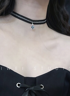 「黑桃甜酷系」小众设计原宿风朋克亚文化链条choker锁骨链颈带