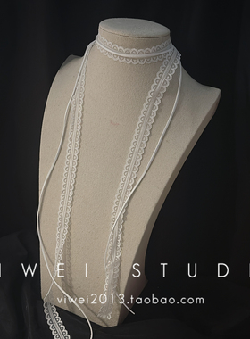 蝴蝶结层次辣妹风甜酷飘带项链