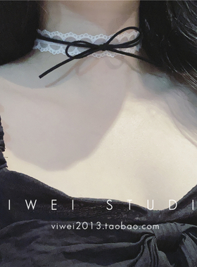 choker俏皮风白色蕾丝双层锁骨链