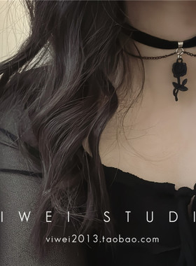 VIWEI黑玫瑰暗黑少女锁骨链女