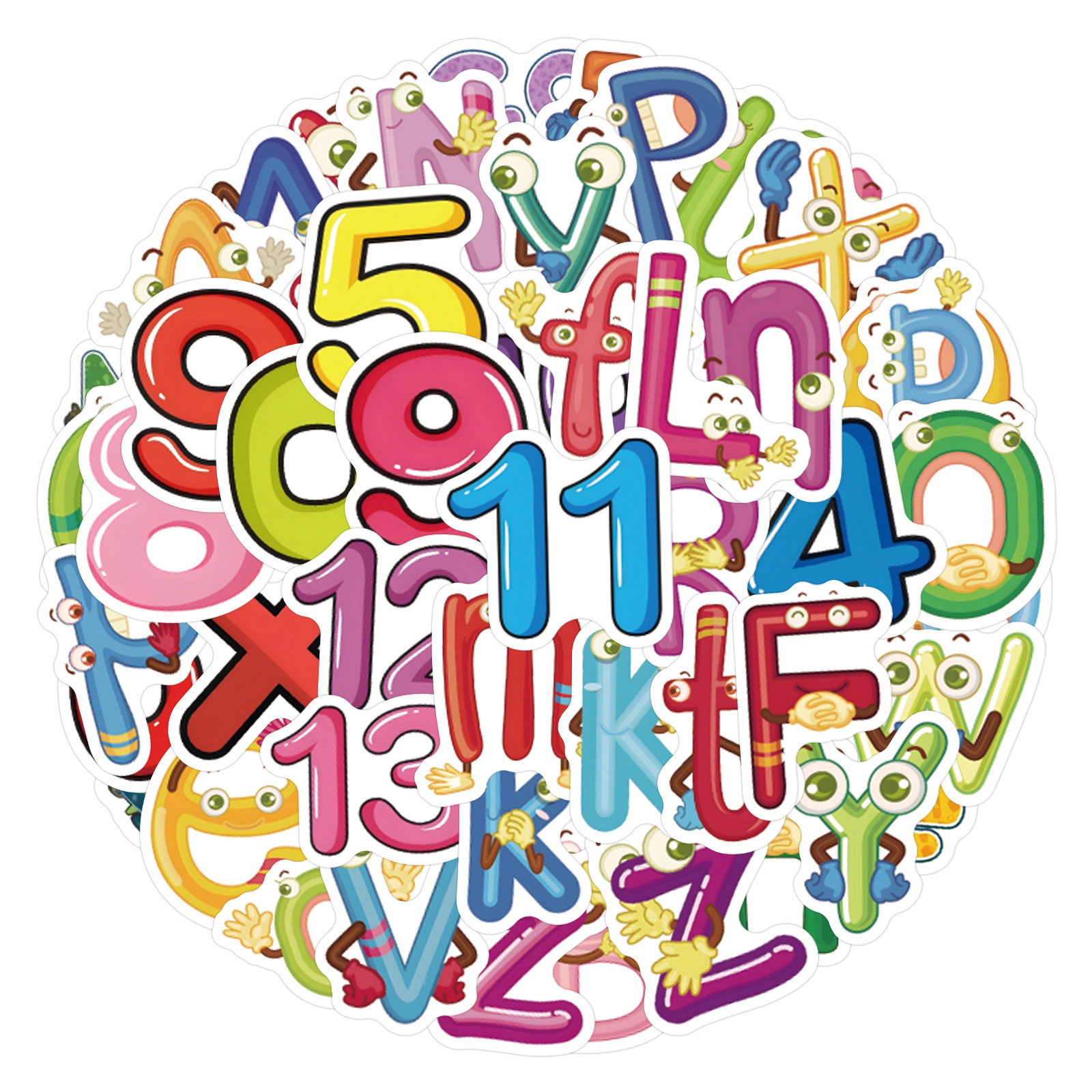 100张字母英文数字卡通儿童贴画笔记本平板笔筒玩具盒装饰diy贴纸