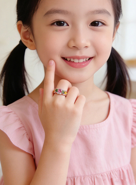 儿童彩虹糖戒指3-15岁