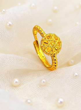 儿童黄铜镀金爱心戒指女童儿童生日礼物女孩玩具戒子开口气质戒指