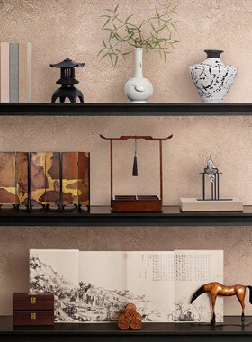 中式复古书架桌面陶瓷工艺品摆件