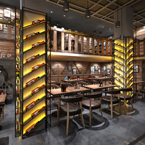 loft industrial wind bar red wine rack wall-mounted display layer frame partition restaurant G wall decoration pillar hair cabinet
