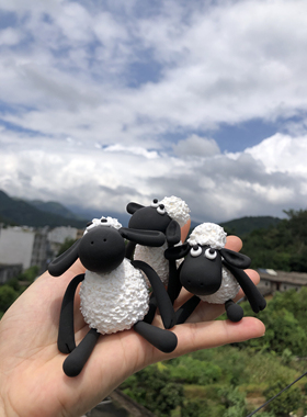 小羊肖恩个性桌面摆件可爱车载装饰用公仔玩偶纯手工三羊开泰