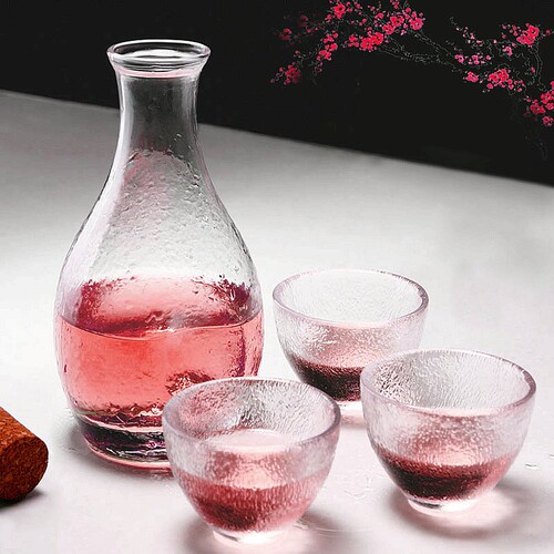 日式家用清酒梅子酒杯果酒大号白酒杯小杯米酒一口杯锤纹玻璃杯子 - 图0