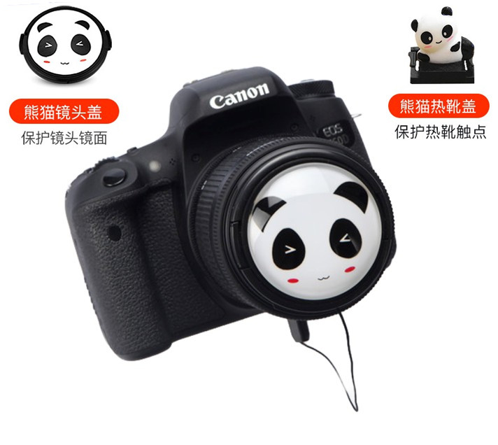 佳能EOS M6 M50二代 M100 M200微单相机15-45 49mm卡通熊猫镜头盖