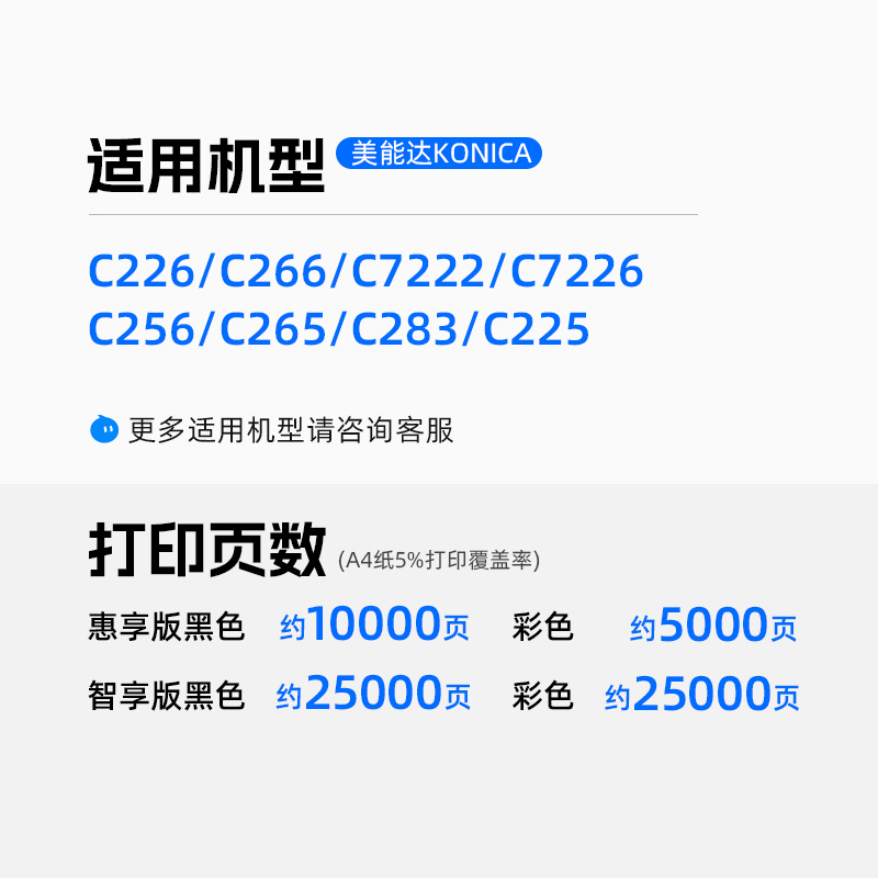 适柯尼卡美能达C226粉盒C266 C256墨粉C7222 C7226碳粉TN223彩色复印机C283 C7828墨粉筒震旦ADC225 265墨盒-图0