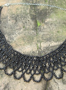 全手工编织装饰假衣领娃娃项链