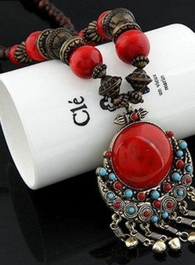 绿松石装饰民族风女海边沙滩项链