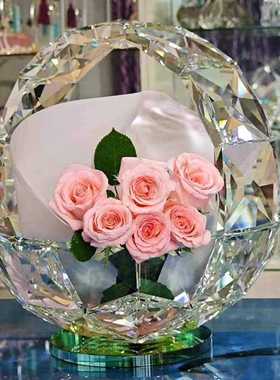 精品水晶摆件球花篮果盘