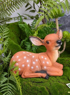 仿真苔藓小鹿岩石蕨类植物