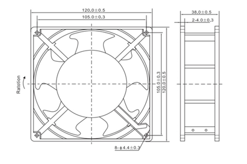 TDR12038BHLP 24V0.48A直径12公分伏排气电焊机正方形l里直流风机 - 图0