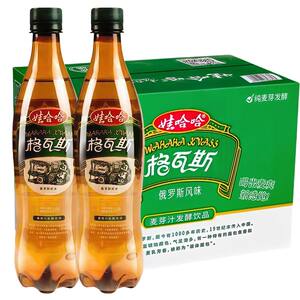 娃哈哈格瓦斯麦芽汁发酵饮品600ml*12瓶俄罗斯风味碳酸饮料气泡水