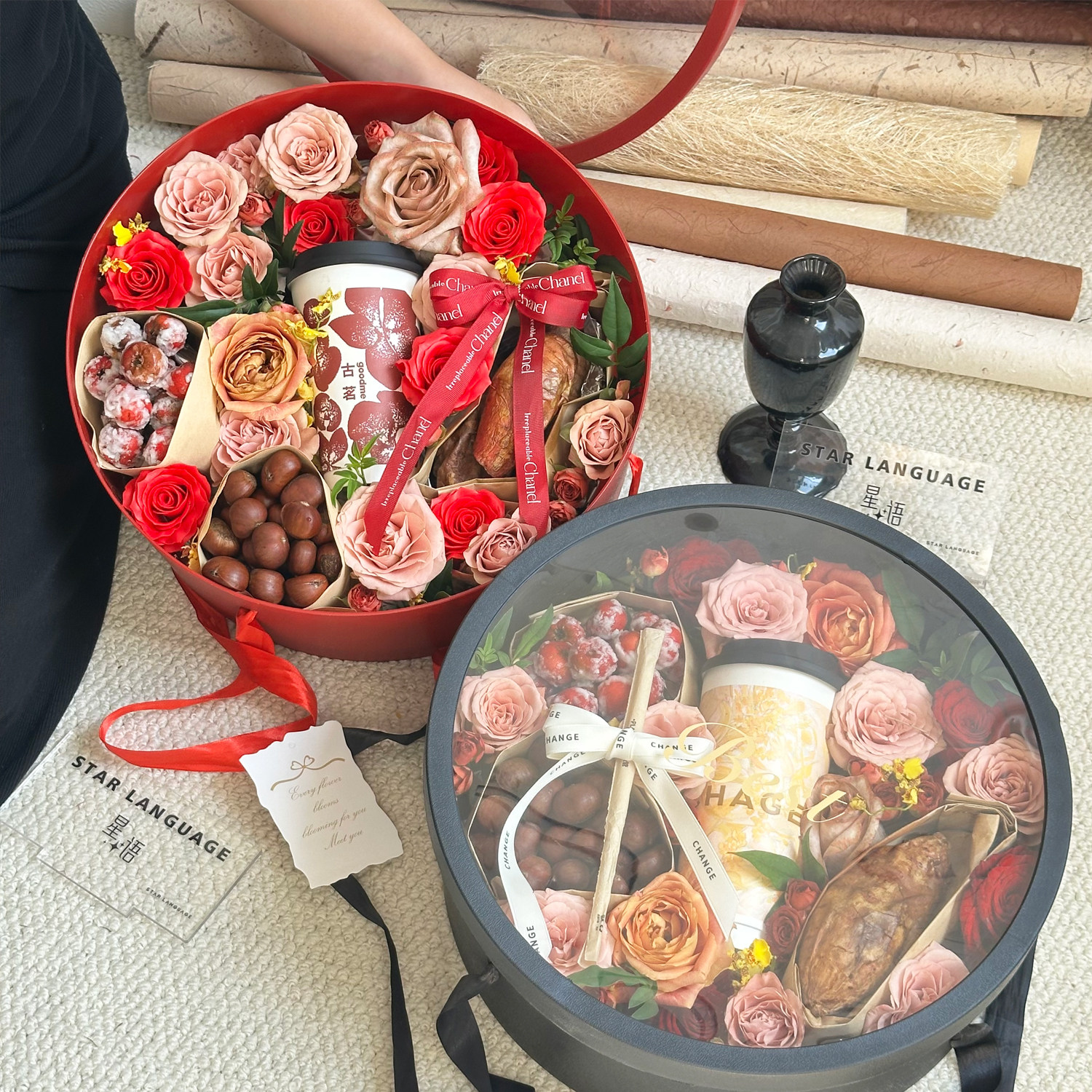 水果鲜花礼盒空盒花盒透明开窗包装盒DIY礼品礼物网红花盒插花盒,淘宝优惠券,粉丝福利购,淘宝优惠卷