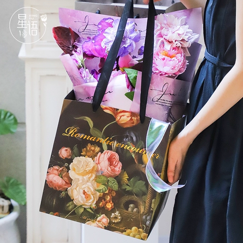 Ретро льняная сумка на день Святого Валентина, упаковка, цветочный магазин, популярно в интернете, букет