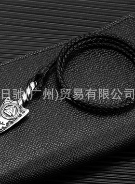 北欧风黑色多层编织皮绳手链个性不锈钢吊坠金属装饰潮流配饰批发