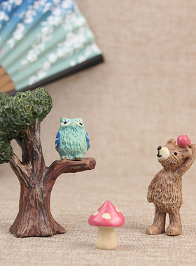 创意桌面小动物森林房子装饰温馨