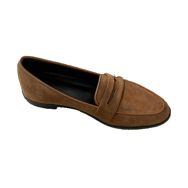 现货衣玲女鞋韩国东大门代购棕色绒面套脚皮鞋低跟秋冬低帮单鞋女 - 图3