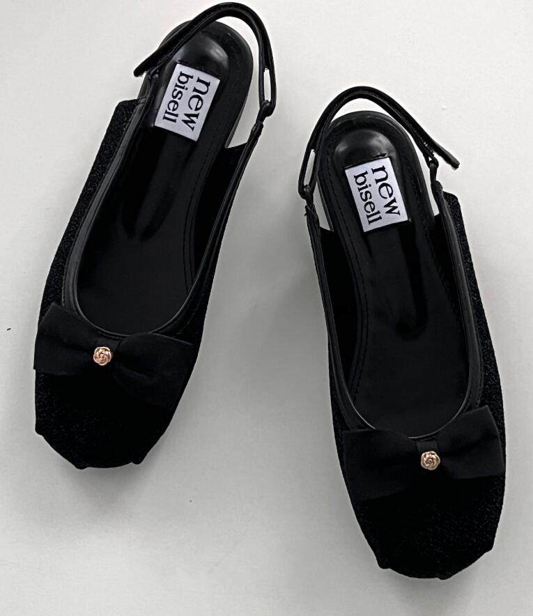 韩国东大门代购女鞋气质显瘦亮丝银色蝴蝶结后镂空低跟包头单鞋女,淘宝优惠券,粉丝福利购,淘宝优惠卷