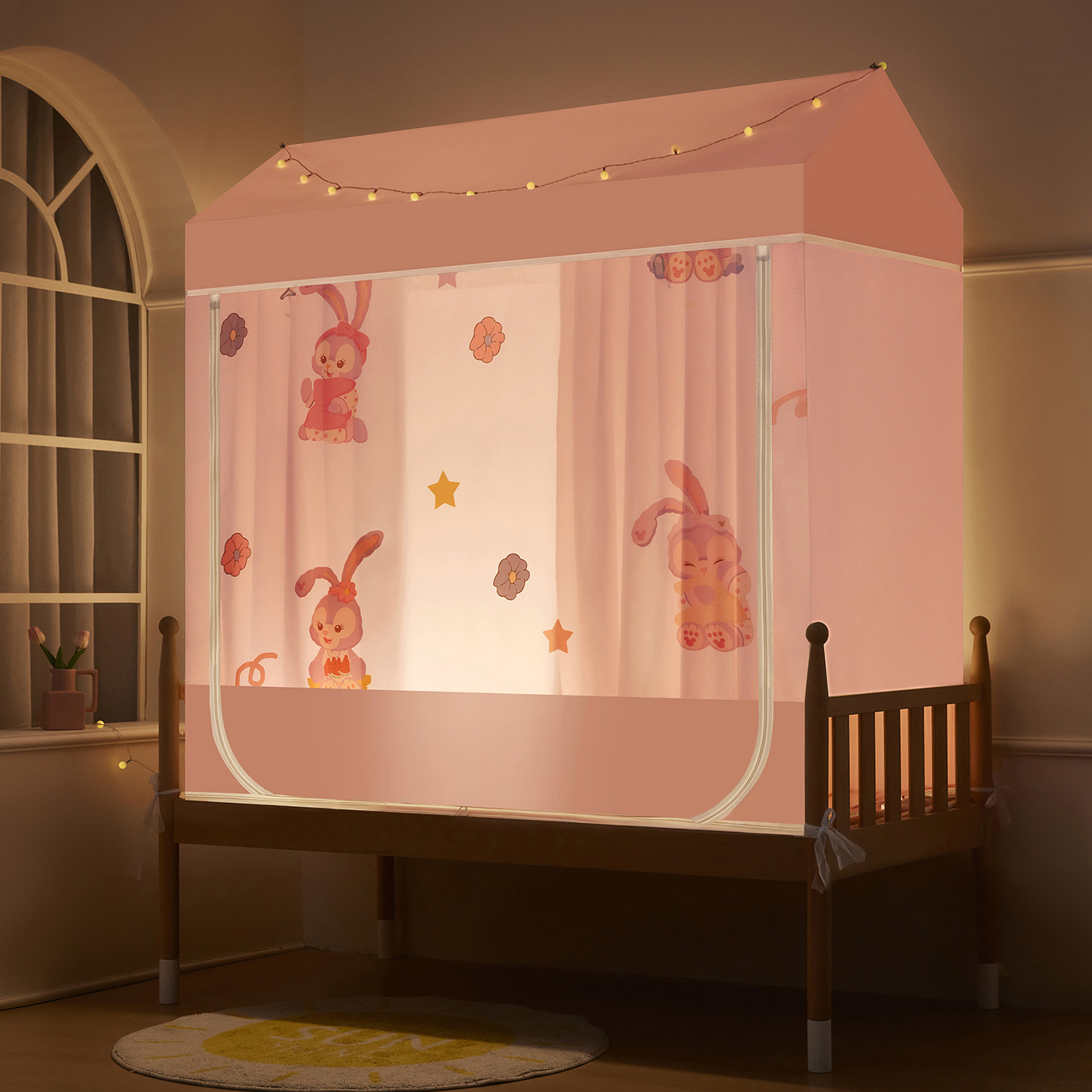 新款儿童床防摔蚊帐尺寸拼接床蒙古包婴儿宝宝床全底防掉床三开门,淘宝优惠券,粉丝福利购,淘宝优惠卷