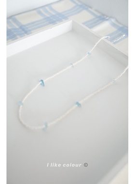 海蓝宝米珠项链清新气质颈链