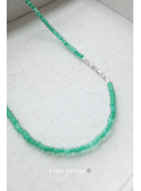 简约气质宝绿色碎银子项链