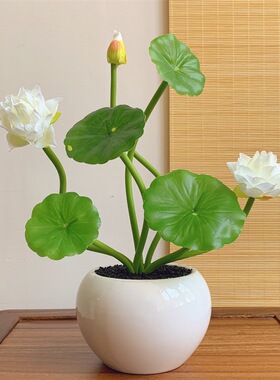 荷花仿真花假花摆设供佛莲花供花佛前花佛堂佛台装饰家居摆件盆栽