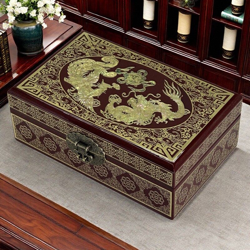 铜丝贝壳螺钿平遥非遗首饰盒木质结婚礼物三金珠宝高档收纳盒妆奁,淘宝优惠券,粉丝福利购,淘宝优惠卷