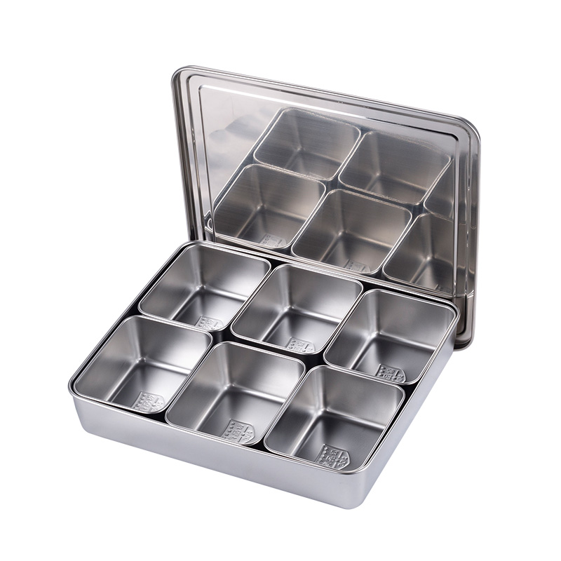 304不锈钢日式调料盒调味盒摆摊冰粉配料盒厨房香料盒商用收纳盒 - 图3