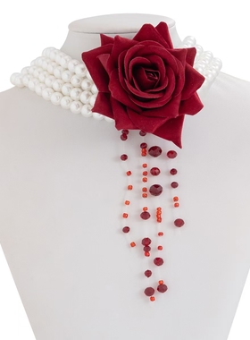 欧美夸张个性哥特风仿珍珠多层花朵颈链女时尚百搭礼服派对短项链