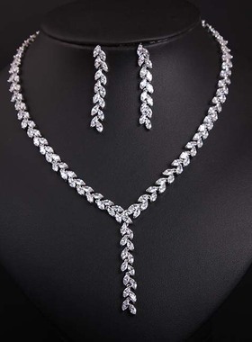 锆石耳环新娘婚纱礼服晚宴项链