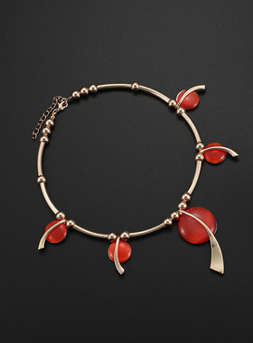 欧美红宝石水晶礼服项圈