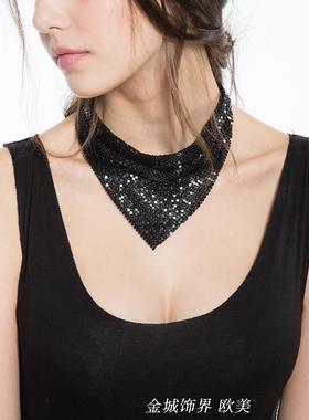 夸张装饰品摩登亮片遮疤痕锁骨链