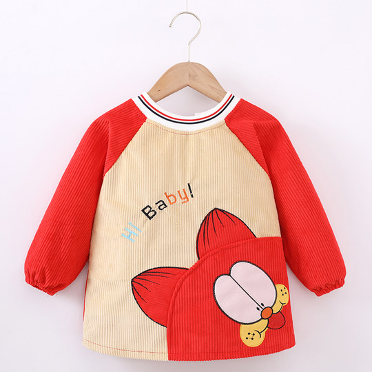 秋冬宝宝防水罩衣防脏吃饭衣男女儿童反穿衣长袖围裙婴儿围兜护衣