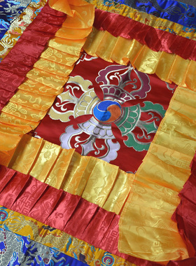 藏族寺庙寺院用品佛堂藏式织红色十字金刚杵佛宝盖天棚房顶装饰